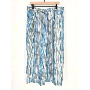 APNY NWT Blue Striped Wide Leg Tie Waist Modal Pants Size XL